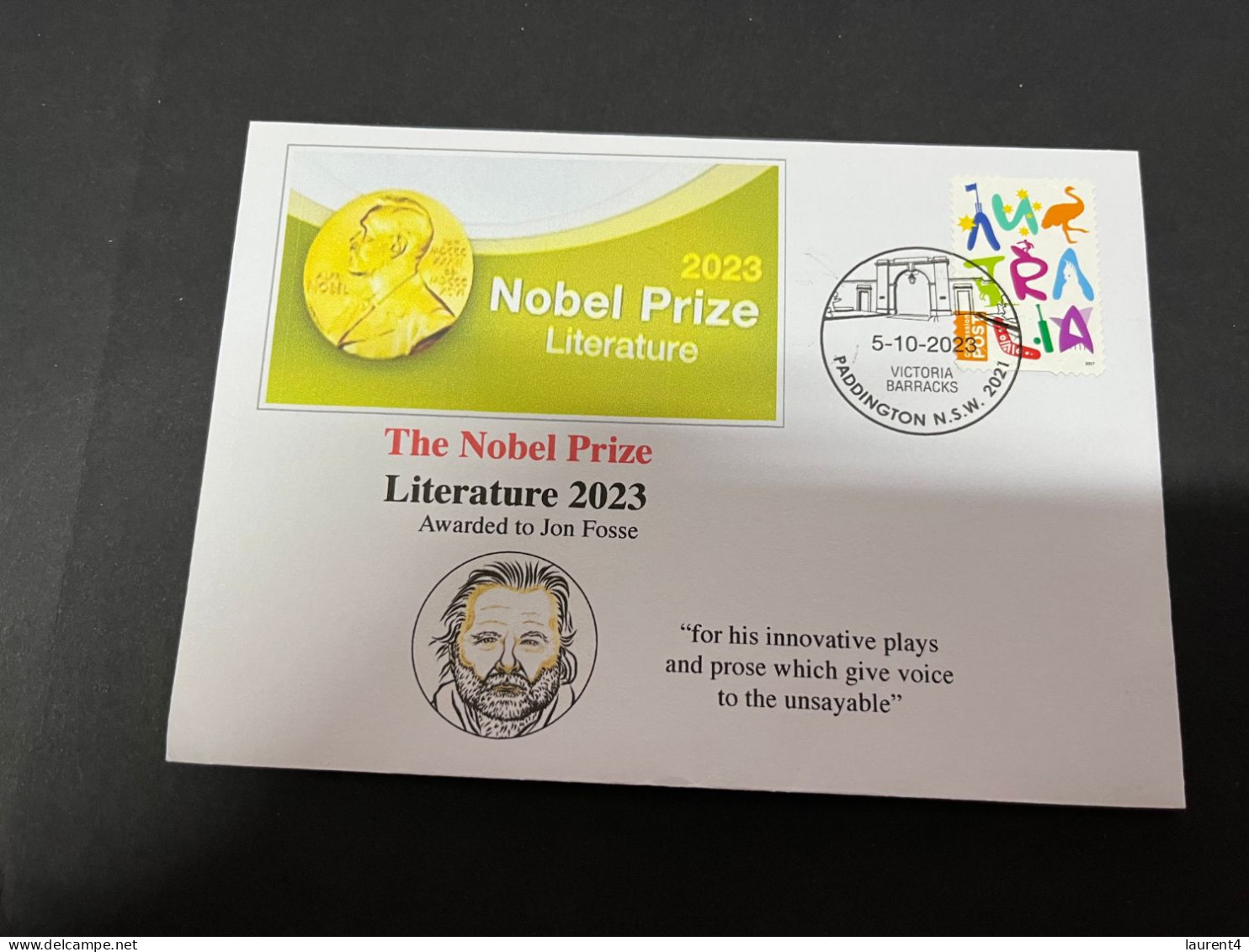 7-10-2023 (3 U 32) Nobel Literature Prize Awarded In 2023 - 1 Cover -  OZ Stamp (postmarked 5-10-2022) - Otros & Sin Clasificación