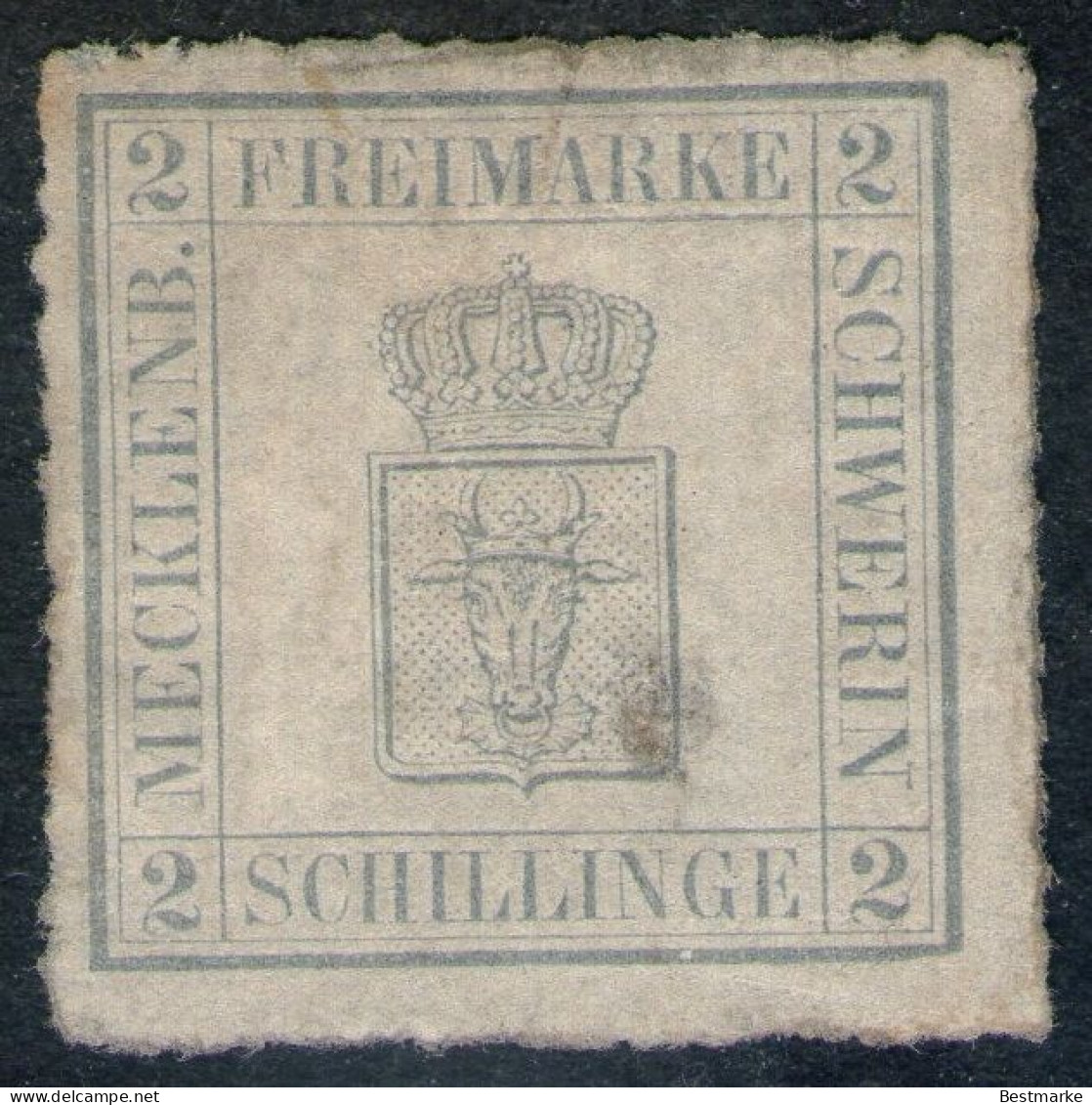 2 Shilling Hellgrau - Schwerin Nr. 6 B Ungebraucht Mit Gummi - Mecklenburg-Schwerin