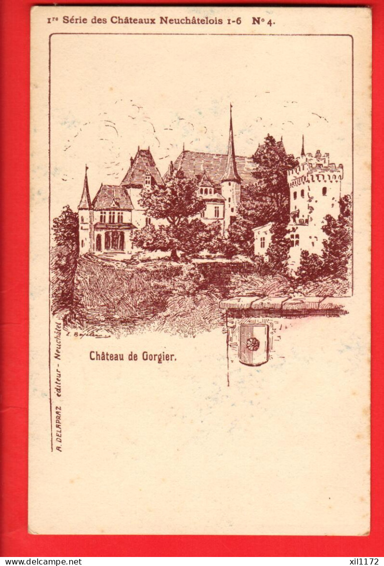 ZXC-34  Série Des Châteaux Neuchâtelois, Château De Gorgier.  Delapraz No 4 NC  - Gorgier