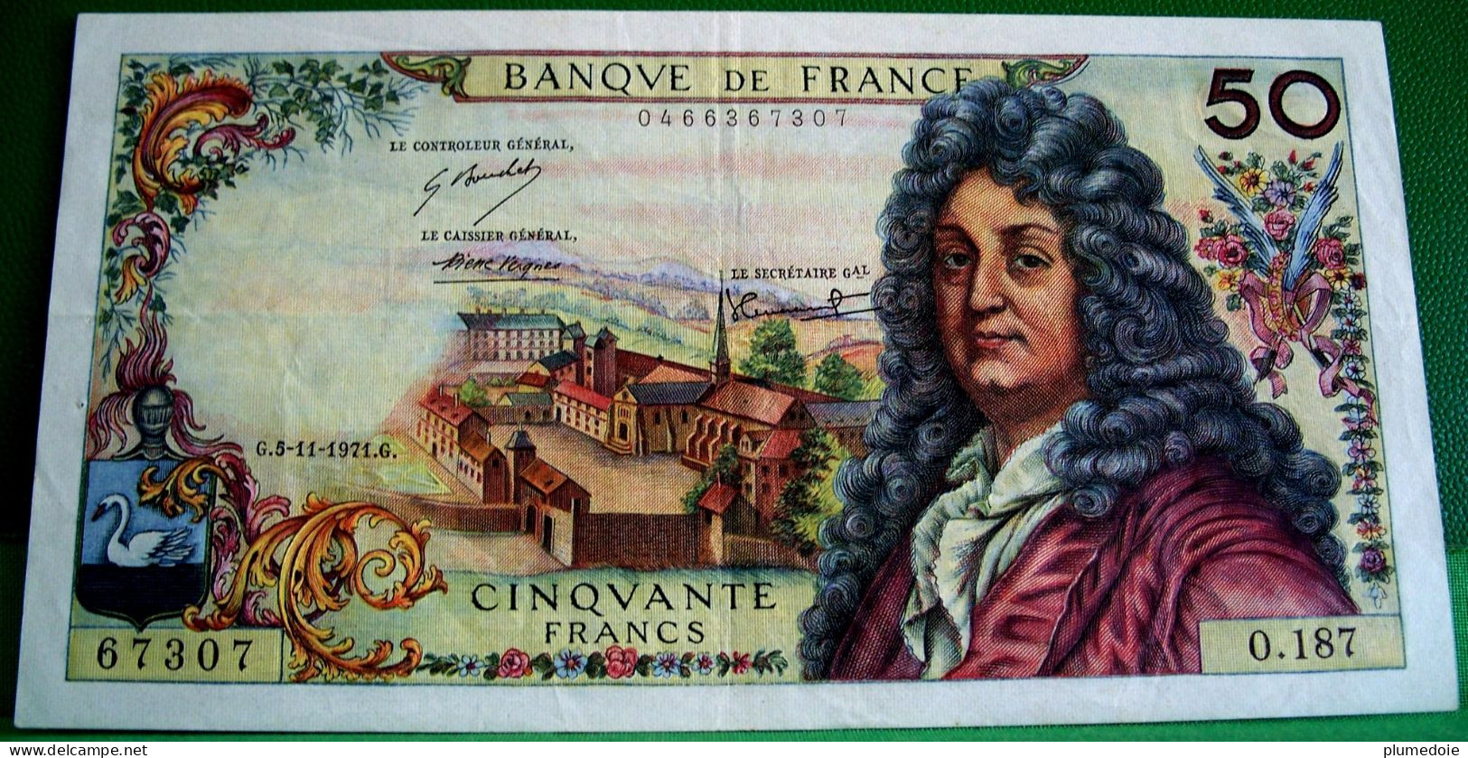 FRANCE BILLET 50 Francs RACINE . 5 11 1971 . ALPHABET O .187 . Numéro Série 67307 - 50 F 1962-1976 ''Racine''