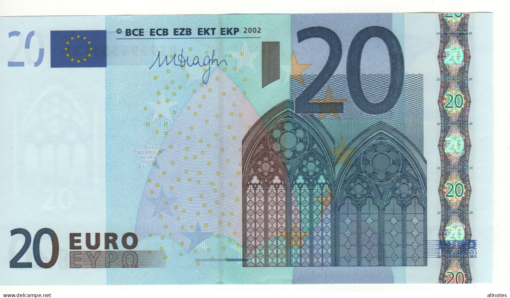 20 EURO  "P"  OLANDA     Firma  DRAGHI       R 030 G5   /  FDS - UNC - 20 Euro