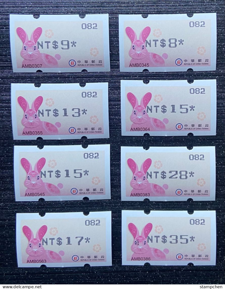 Black Imprint Set ATM Frama Stamp-Taiwan 2023 Year Auspicious Hare Rabbit New Year Unusual - Neufs