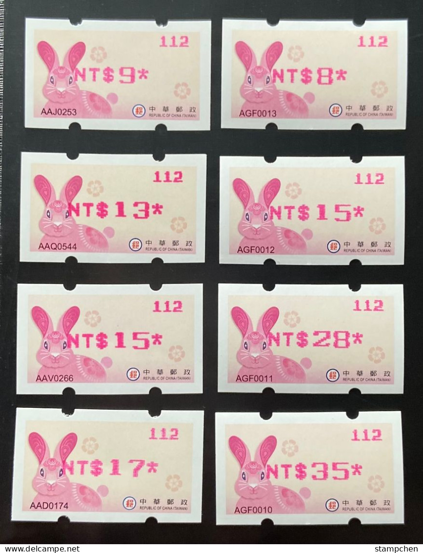 Red Imprint Set ATM Frama Stamp-Taiwan 2023 Year Auspicious Hare Rabbit New Year Unusual - Neufs