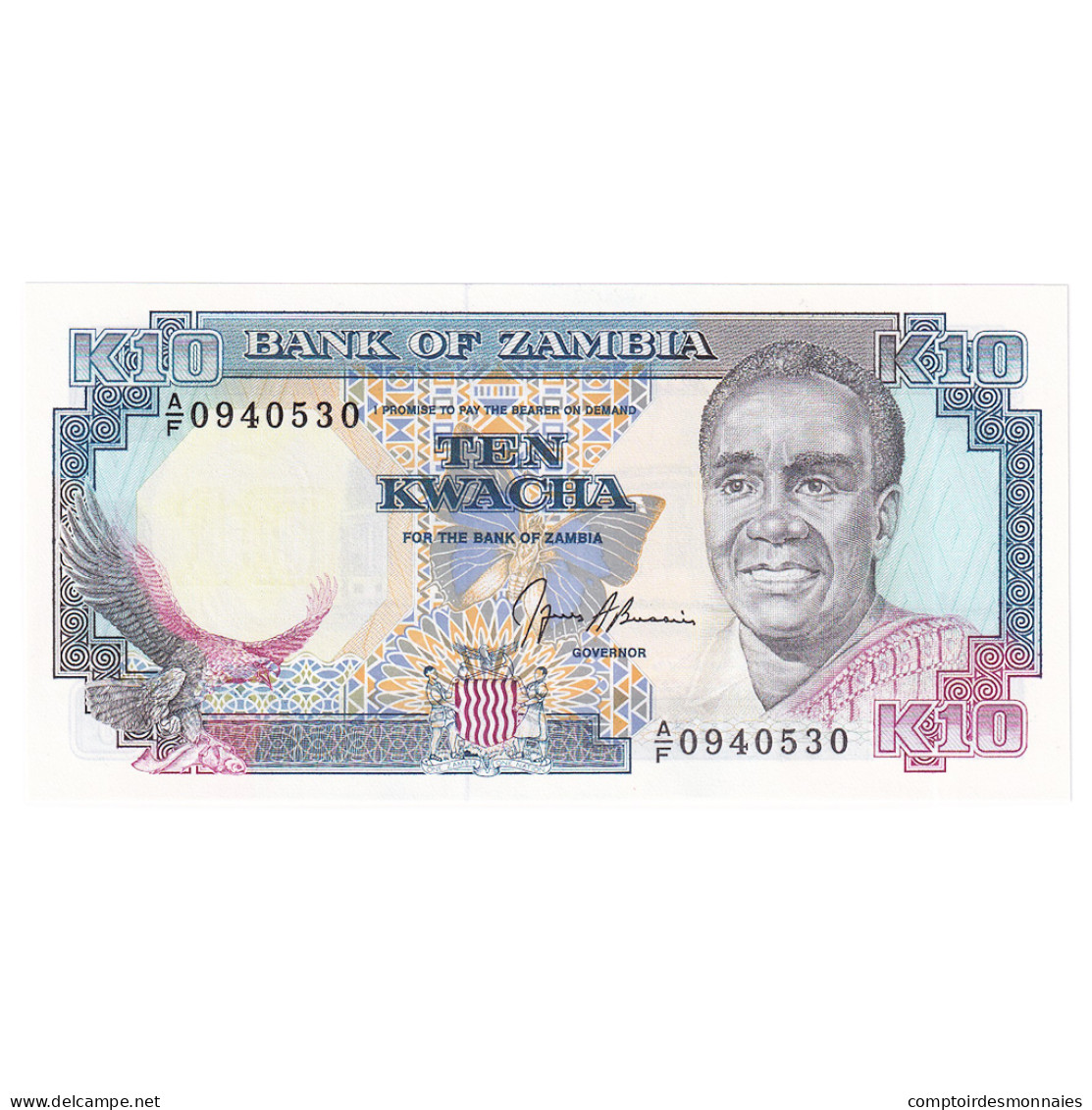 Billet, Zambie, 10 Kwacha, Undated (1989-91), Undated, KM:31b, NEUF - Zambie