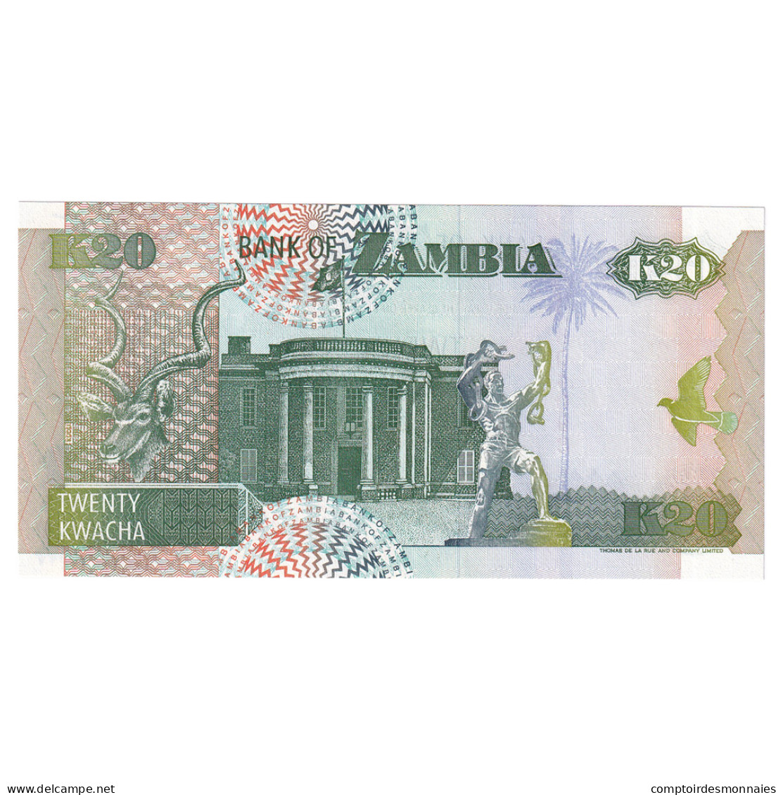 Billet, Zambie, 20 Kwacha, Undated (1992), KM:36b, NEUF - Zambie