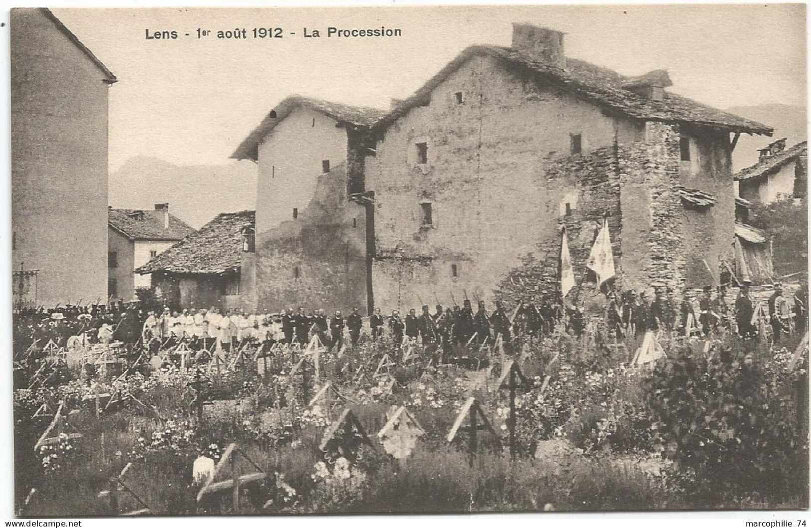 LENS VALAIS  LA PROCESSION 1912 - Lens