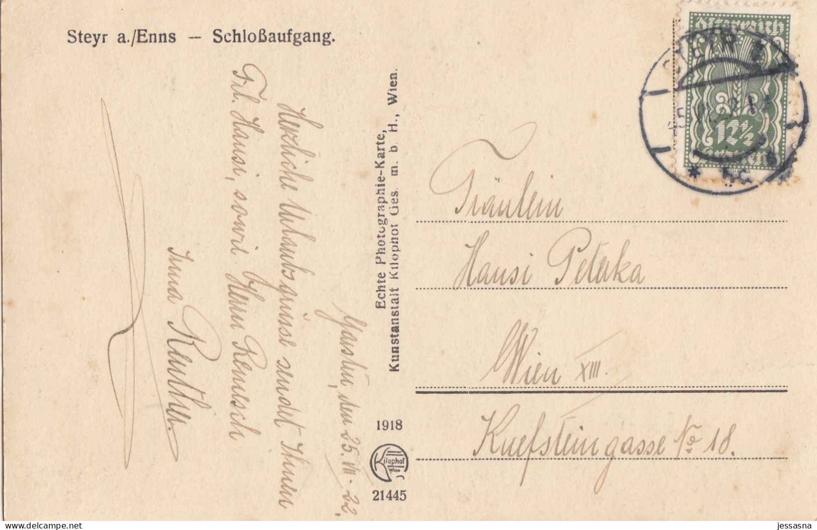 AK - OÖ _ Steyr A. D. Enns - Schlossaufgang - 1922 - Steyr
