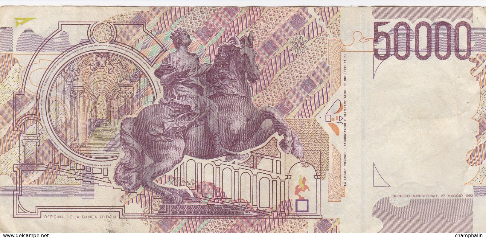 Italie - Billet De 50000 Lire - G.L. Bernini - 27 Mai 1992 - P116b - 50000 Lire