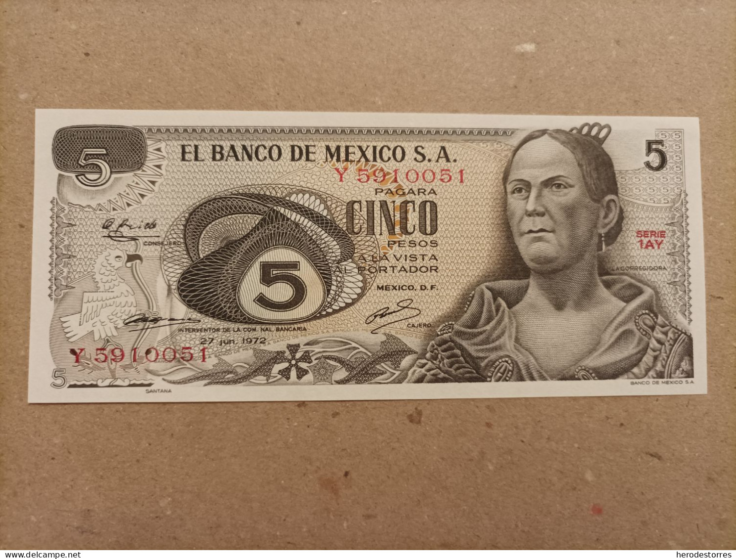 Billete De México 5 Pesos Del Año 1972, UNC - Mexique