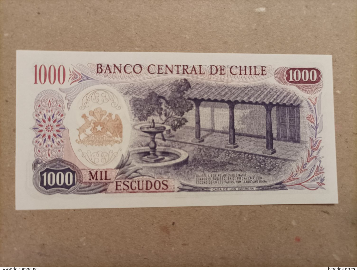 Billete De Chile De 1000 Escudos, Serie A, UNC - Chili