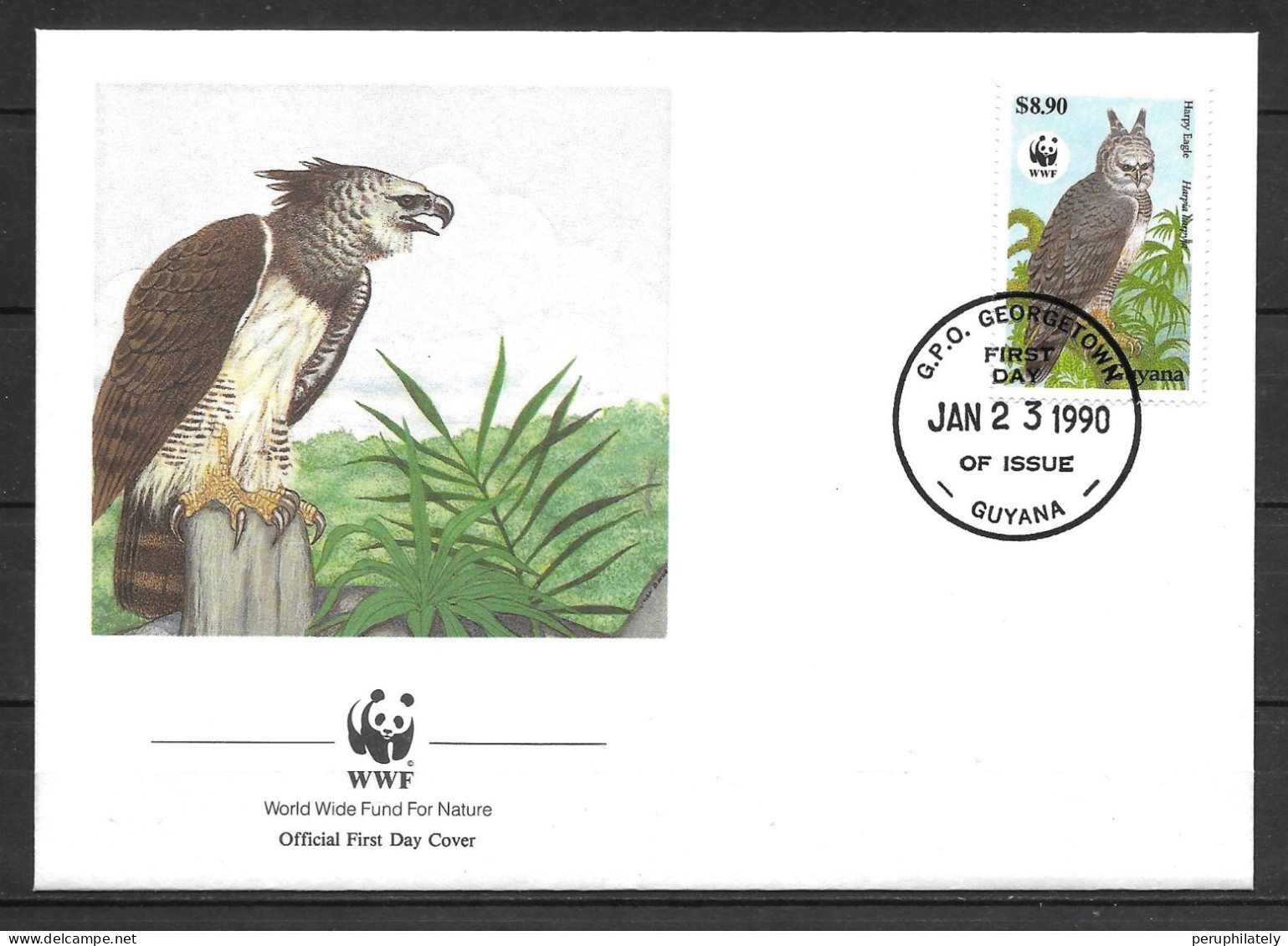 Guyana FDCs , Eagles - Aigles & Rapaces Diurnes