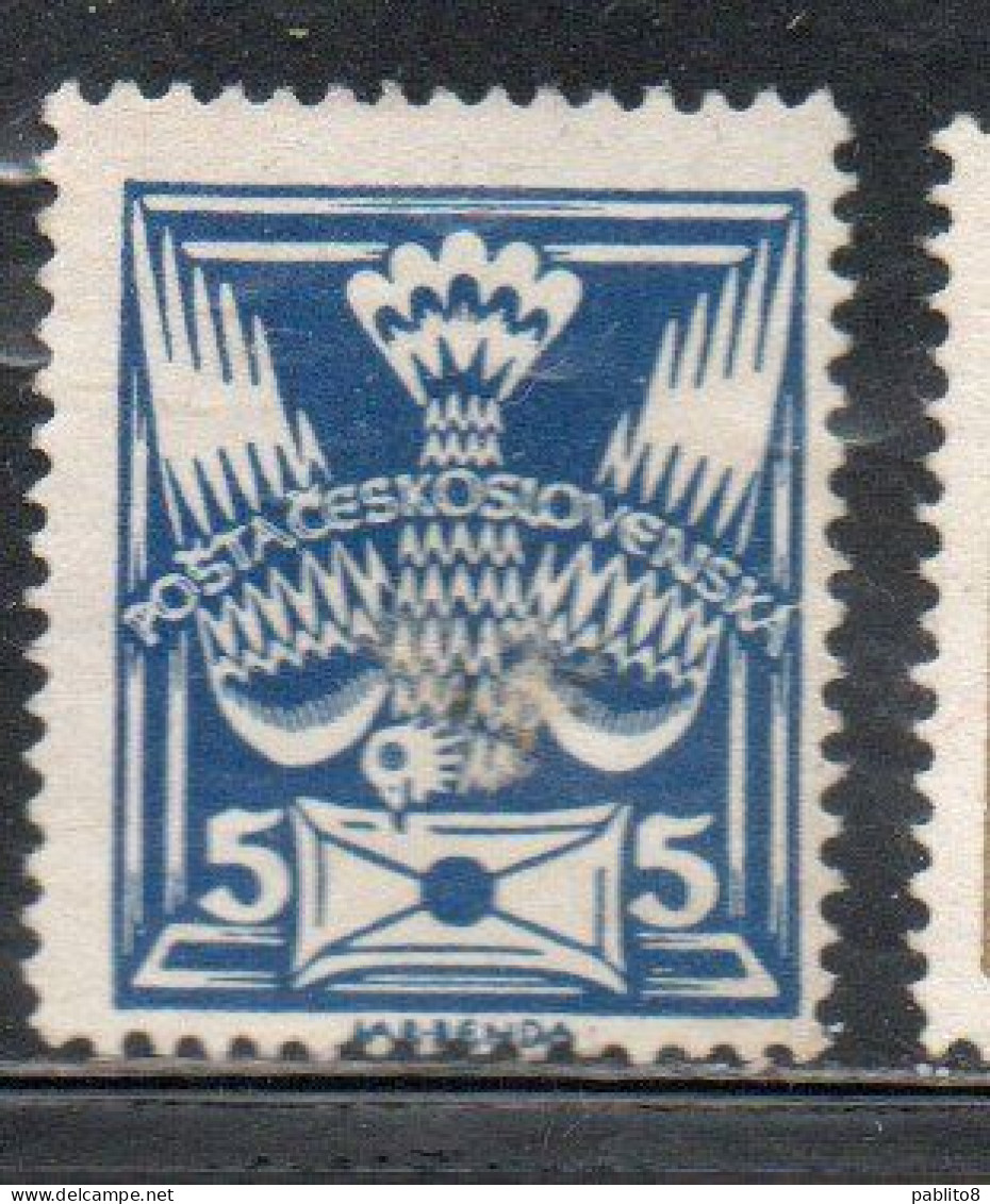 CZECH REPUBLIC REPUBBLICA CECA CZECHOSLOVAKIA CESKA CECOSLOVACCHIA 1920 CARRIER PIGEON LETTER 5h MH - Unused Stamps