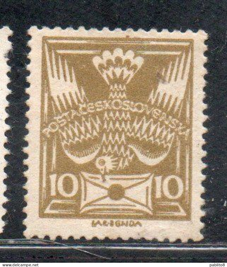 CZECH REPUBLIC REPUBBLICA CECA CZECHOSLOVAKIA CESKA CECOSLOVACCHIA 1920 1925 CARRIER PIGEON LETTER 10h MH - Unused Stamps
