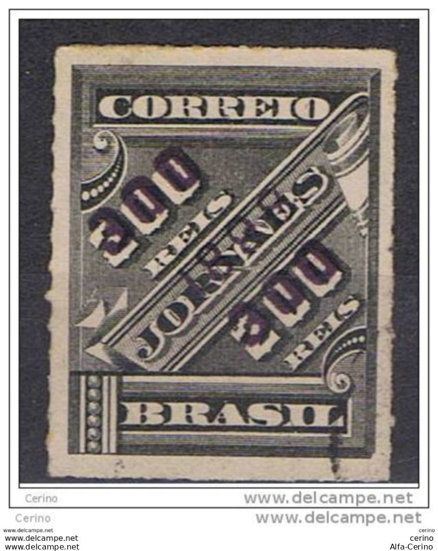 BRASILE:  1898  SOPRASTAMPA  BLU  -  300/200 R. NERO  US. -  YV/TELL. 93 D - Usados