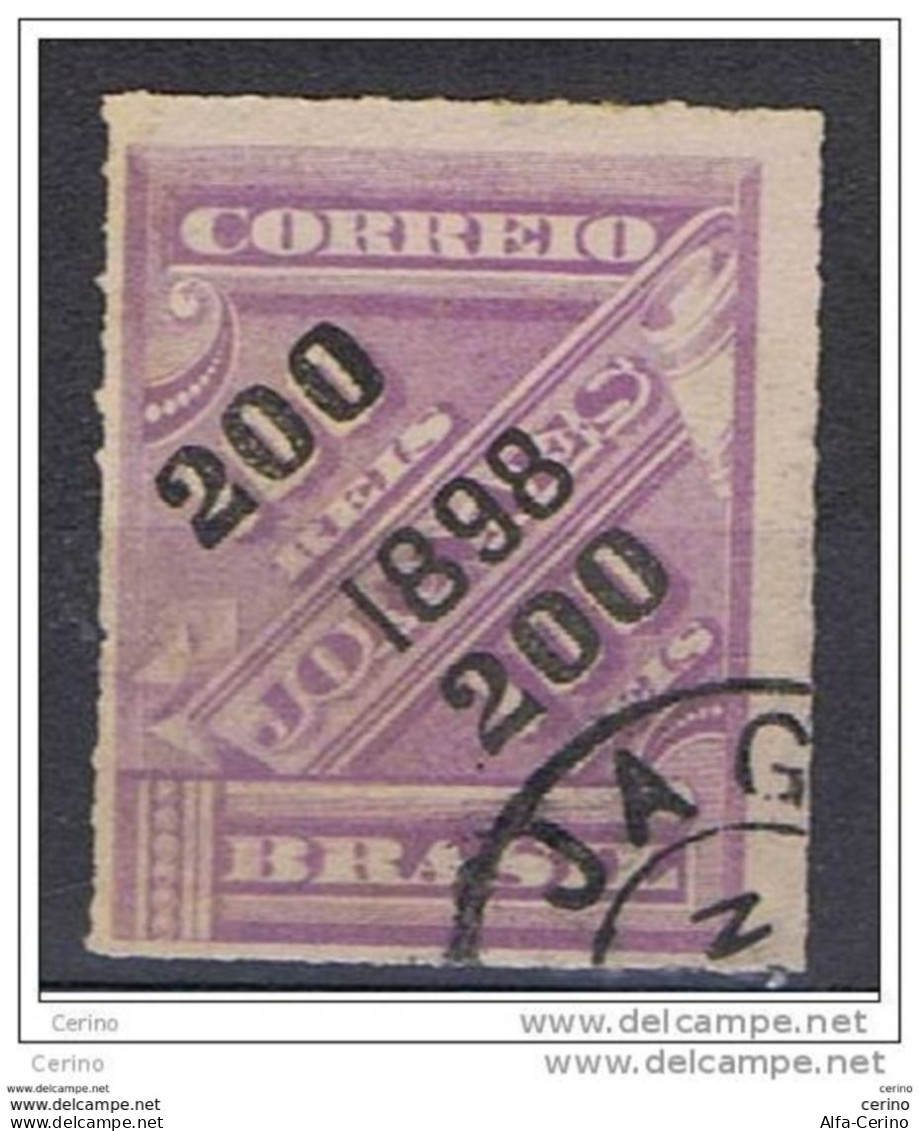 BRASILE:  1898  SOPRASTAMPATO  -  200/100 R. VIOLETTO  US. -  YV/TELL. 92 - Used Stamps