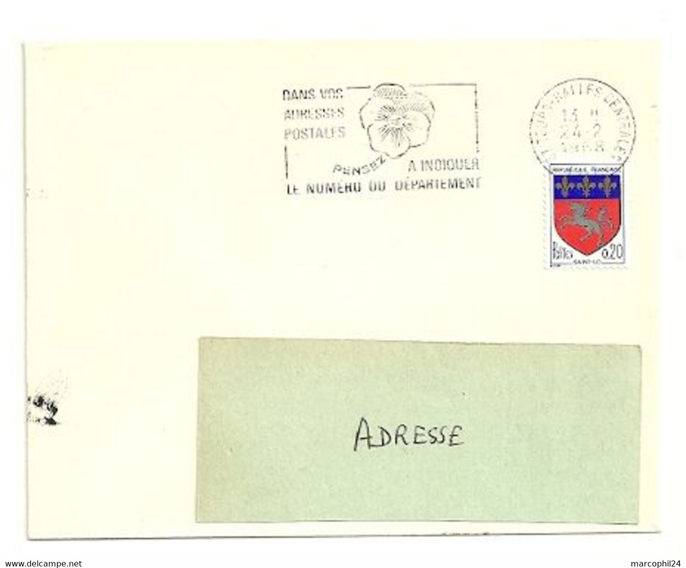 INDRE & LOIRE - Dépt N° 37 = TOURS HALLES CENTRALES 1968 = FLAMME SECAP ' PENSEZ à INDIQUER NUMERO DEPARTEMENT ' - Codice Postale