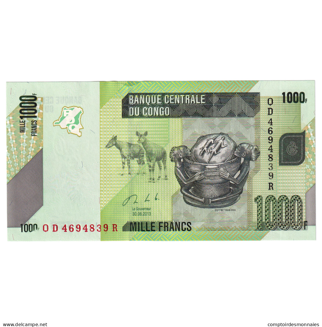 Billet, Congo Democratic Republic, 1000 Francs, 2013, 2013-06-30, KM:101b, NEUF - Republic Of Congo (Congo-Brazzaville)