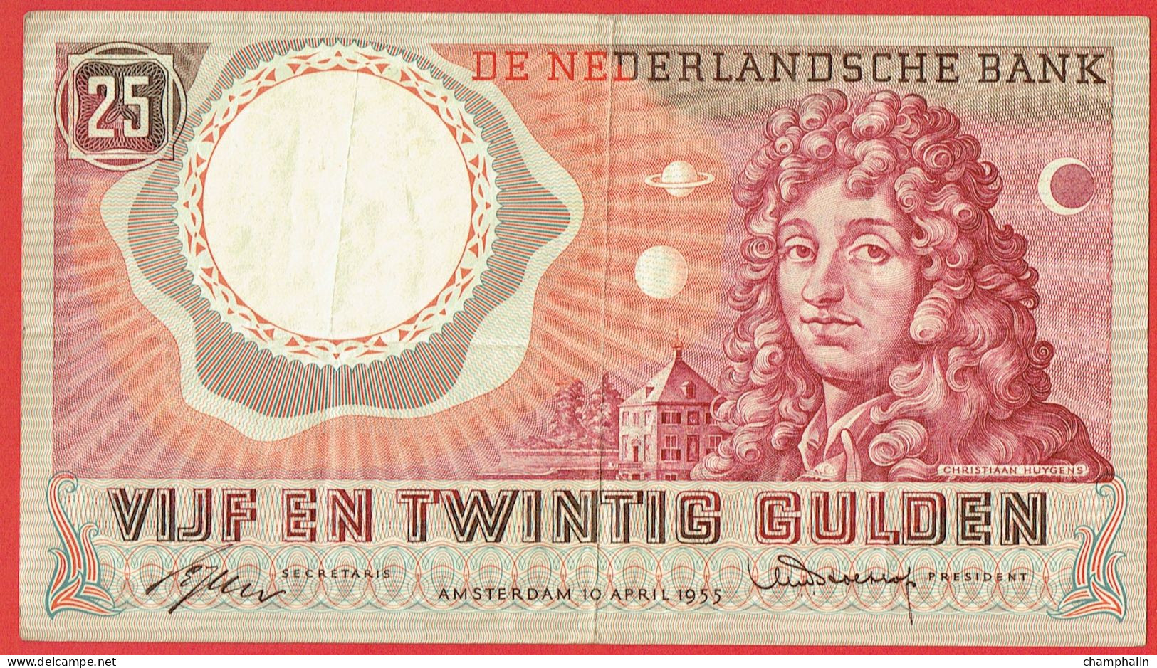 Pays-Bas - Billet De 25 Gulden - Christiaan Huygens - 10 Avril 1955 - P87 - 25 Gulden