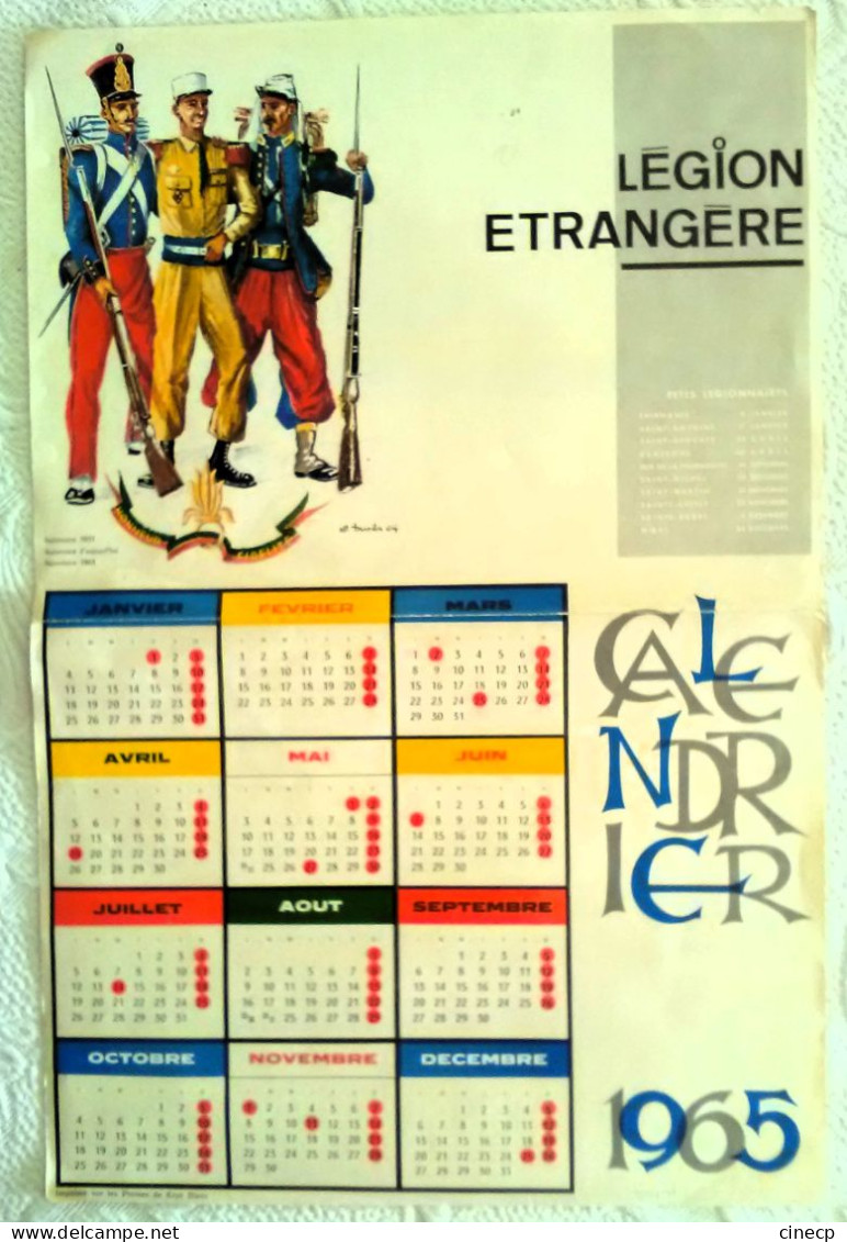 Superbe AFFICHE Calendrier Ancien Militaire De La Légion étrangère 1965 Illustrateur Burda éditions Képi Blanc Soldat - Big : 1961-70