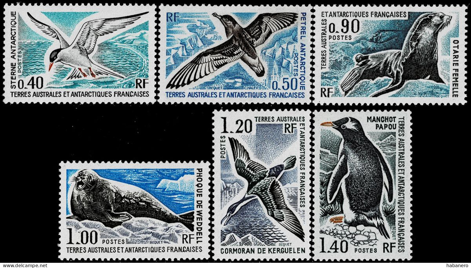 TAAF 1976 Mi 103-108 ANTARCTIC ANIMALS MINT STAMPS ** HIGH VALUE - Neufs