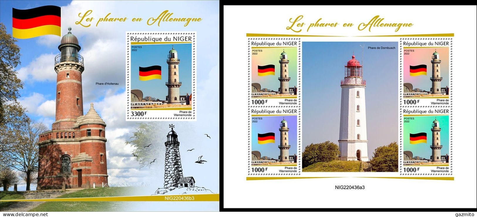 Niger 2022, Lighthouses Of Germany II, 4val In BF +BF - Niger (1960-...)