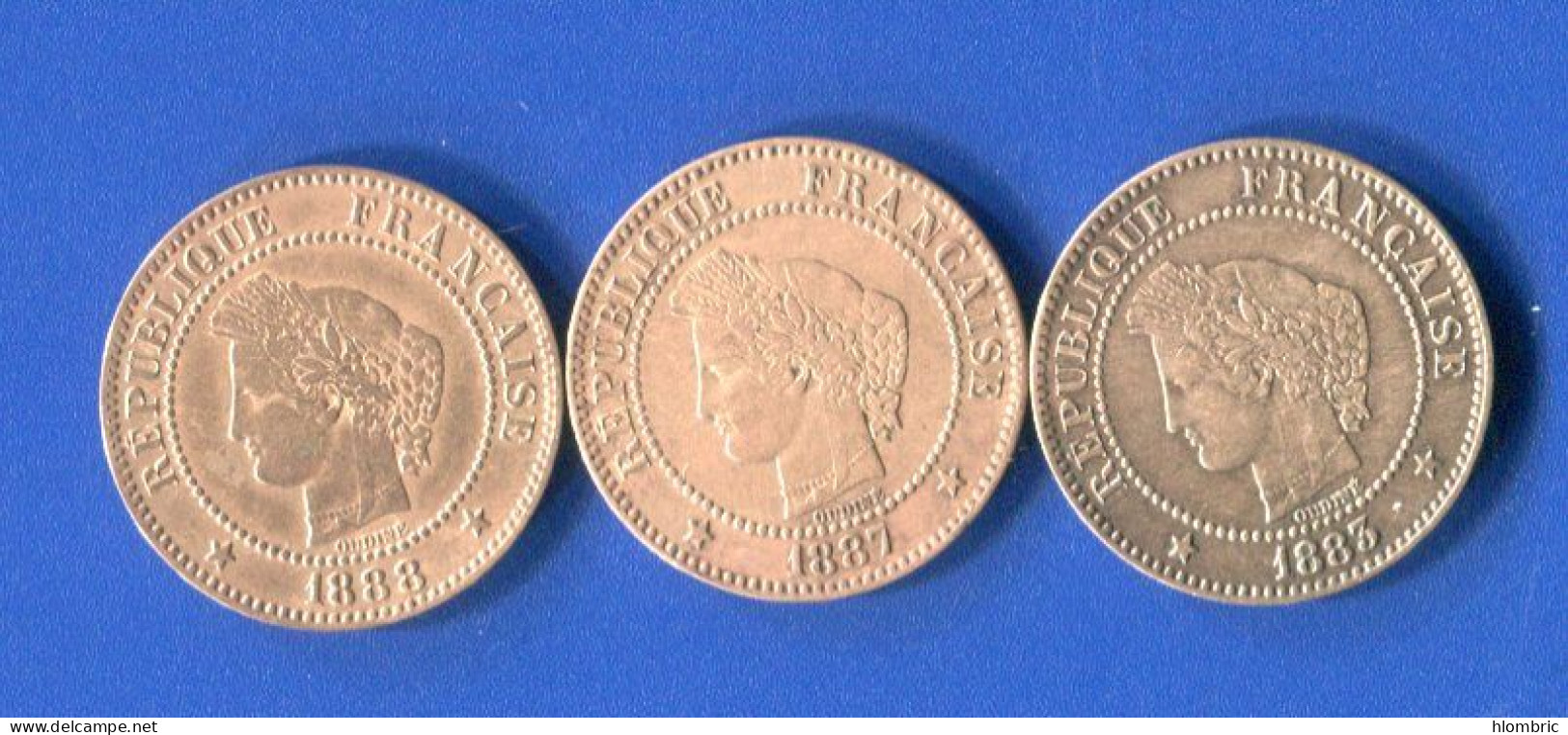 France 3  Pieces  De  2 Cents  1883 +1887 +1888 - 2 Centimes