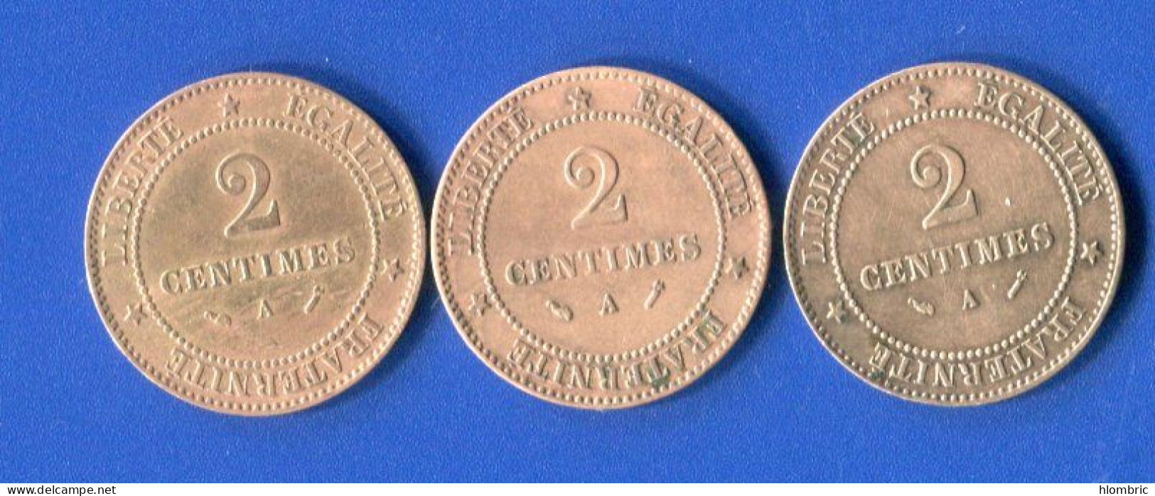 France 3  Pieces  De  2 Cents  1883 +1887 +1888 - 2 Centimes