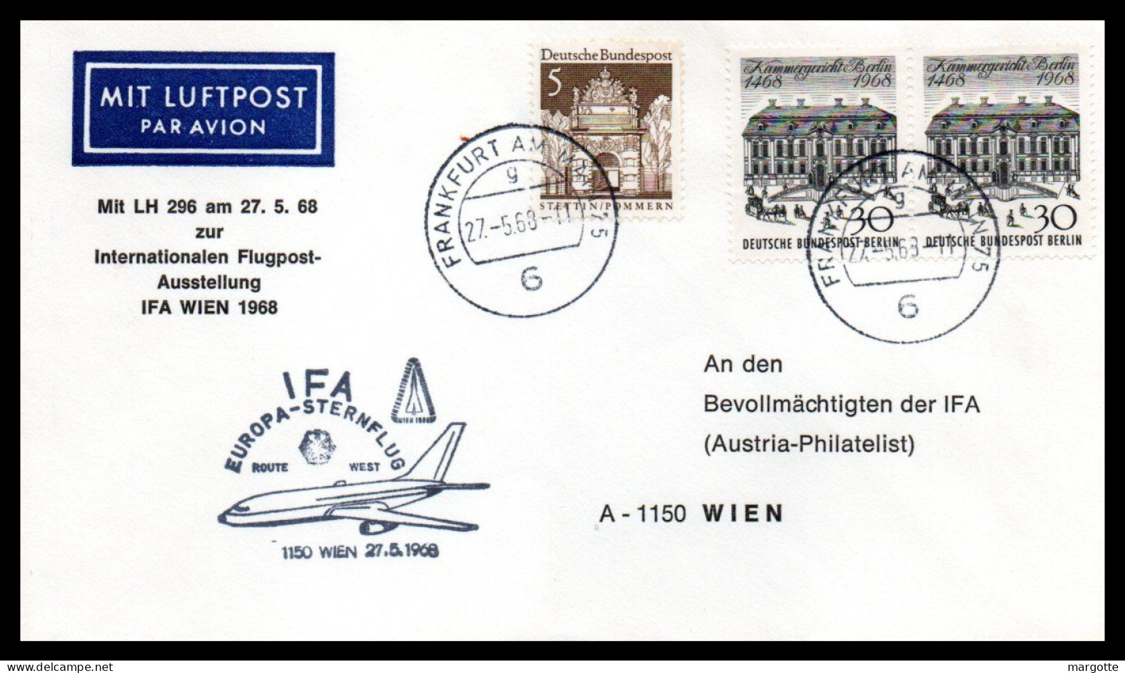 Allemagne  Internationalen Flugpost Ausstellung  Wien 1968 - Briefe U. Dokumente