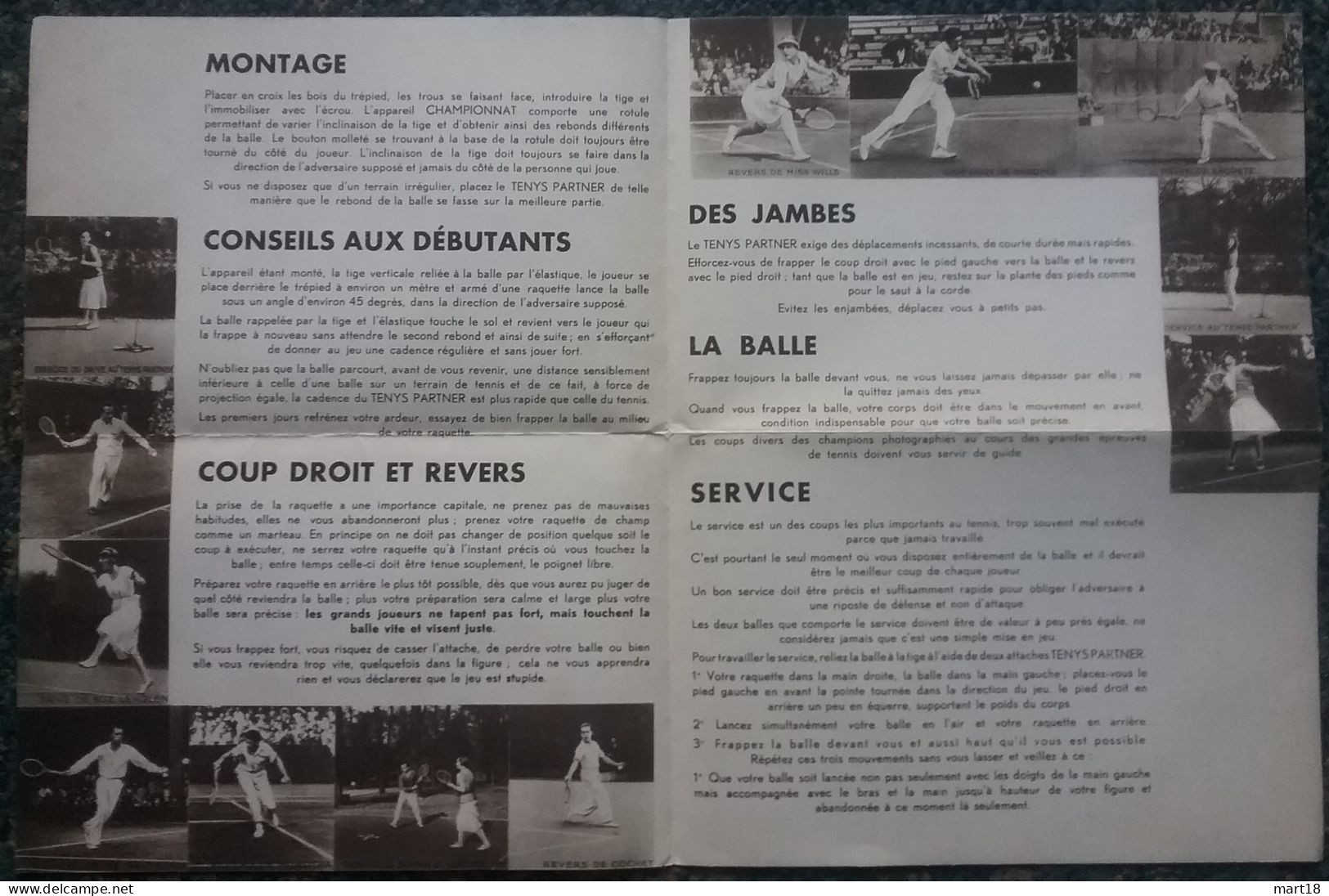 Pub - Le " RENYS PARTNER " - TENNIS - Années 1930 - - Autres & Non Classés