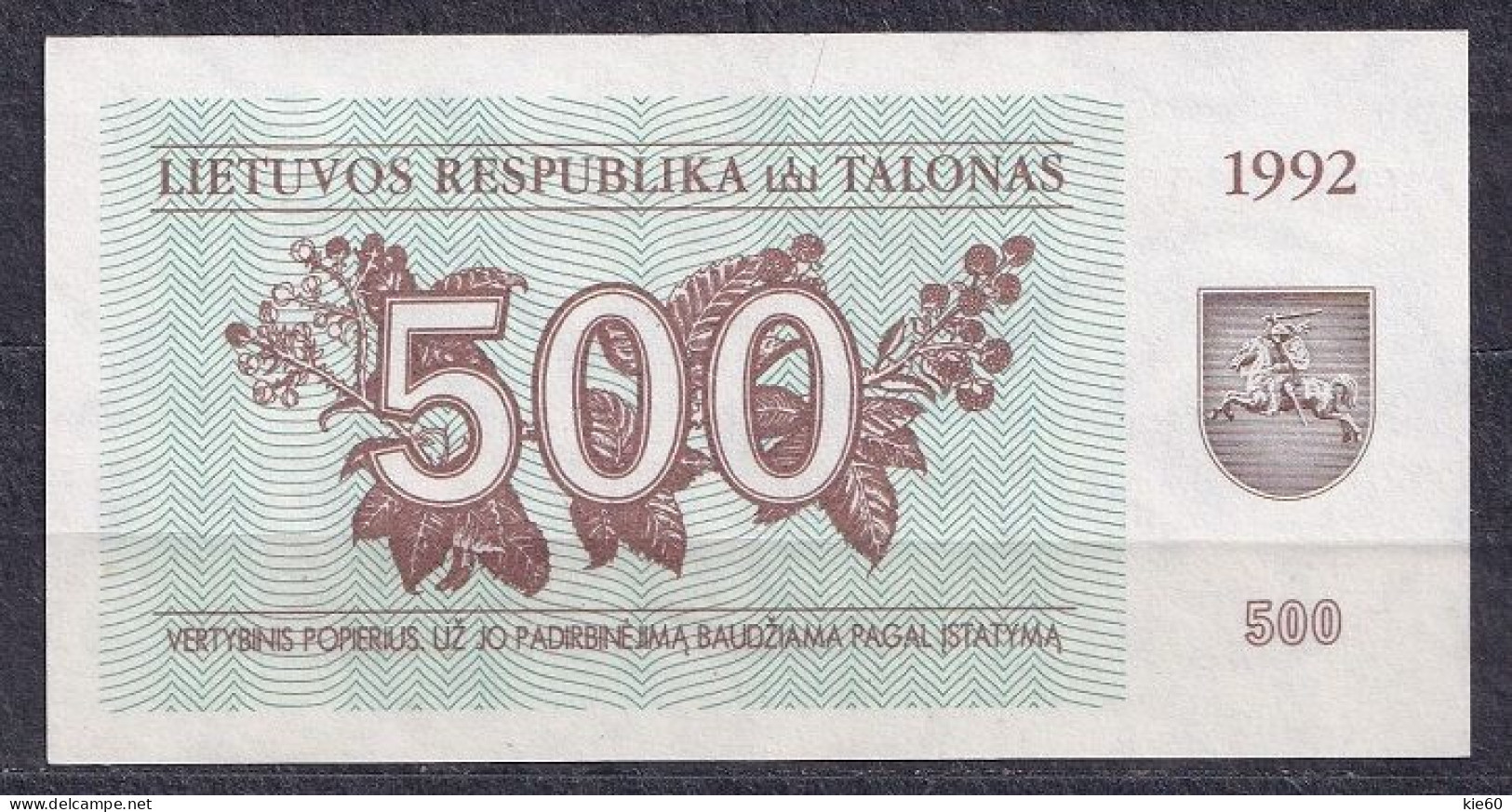 Lithuania - 1992 -.500 Talonas ..P-44..UNC - Lithuania
