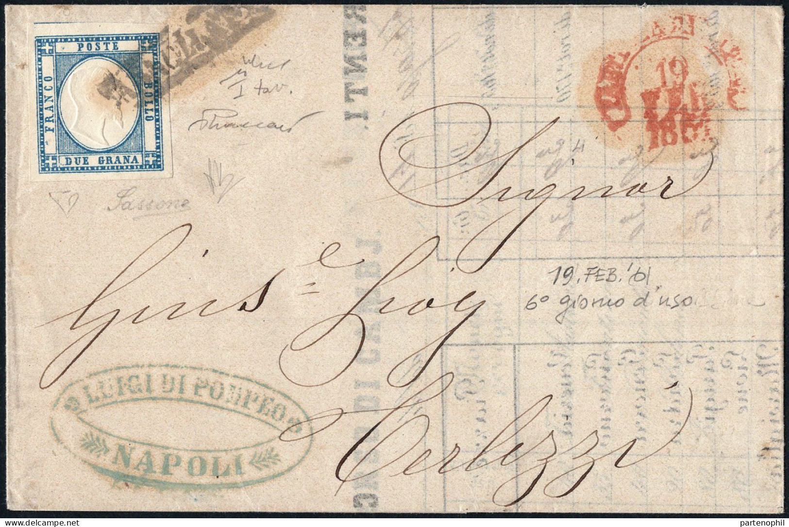 Lotto 9 Province Napoletane - 19/2/1861 - Periodo Di Regno Sardo - Lettera Da Napoli Per Terlizzi Affrancata Con Prov. N - Naples