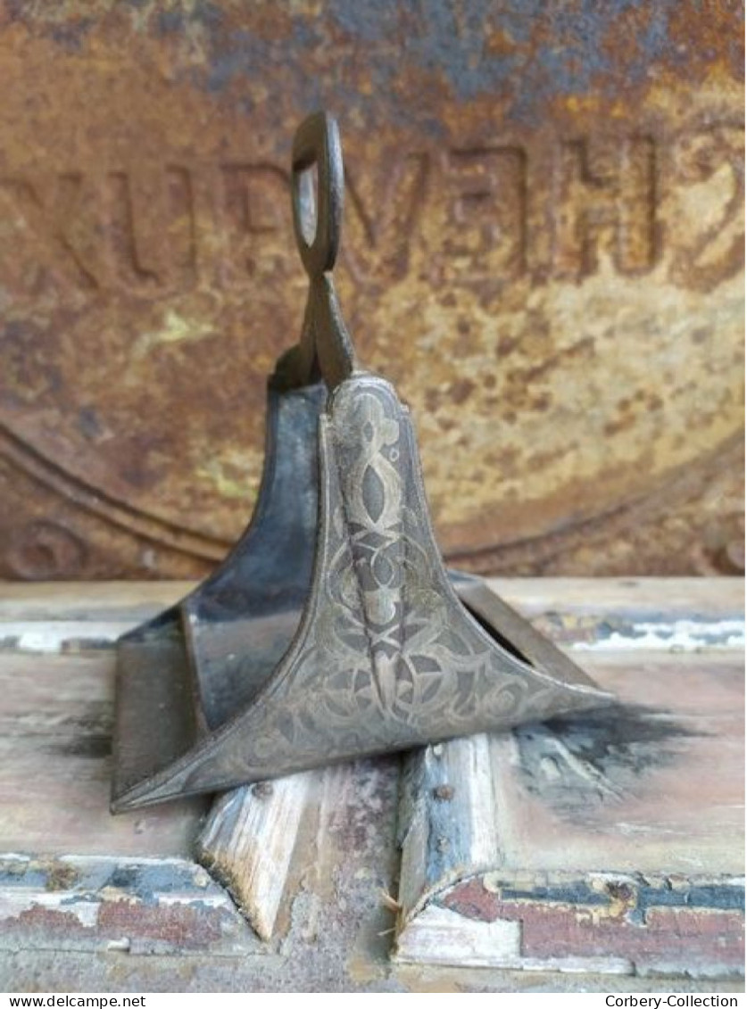 Ancien Étrier Orientaliste Damasquinerie Argent Cheval Cavalerie Equitation - Arte Orientale