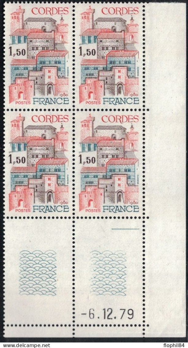 N°2081 - CORDES - BLOC DE 4 - COIN DATE - 6-12-1979 - COTE 3€50. - 1960-1969