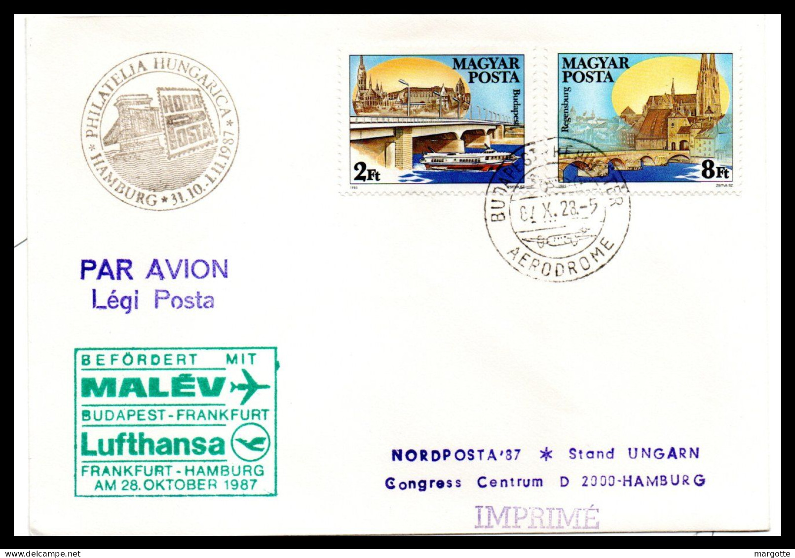 FFC Lufthansa Et Malev  Budapest-Franfurt  28/10/1987 - Briefe U. Dokumente