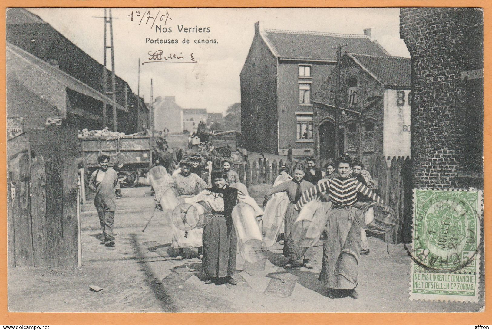 Nos Verriers Belgium 1907 Postcard Mailed - Straßenhandel Und Kleingewerbe