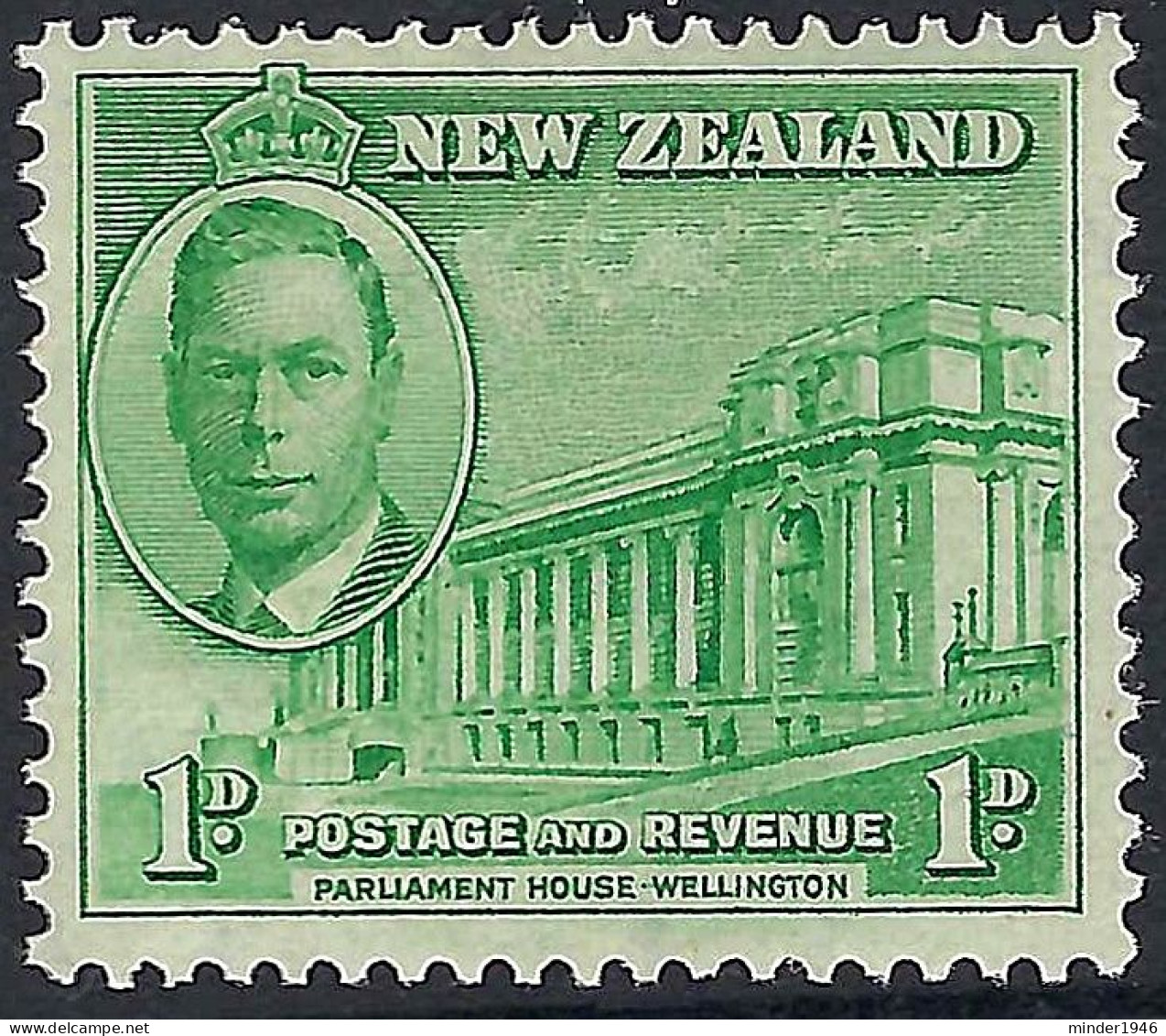 NEW ZEALAND 1946 QEII 1d Green, Pease SG668 MH - Gebruikt