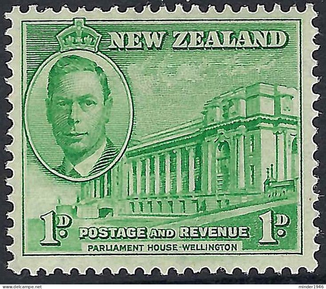 NEW ZEALAND 1946 QEII 1d Green, Pease SG668 MH - Usati