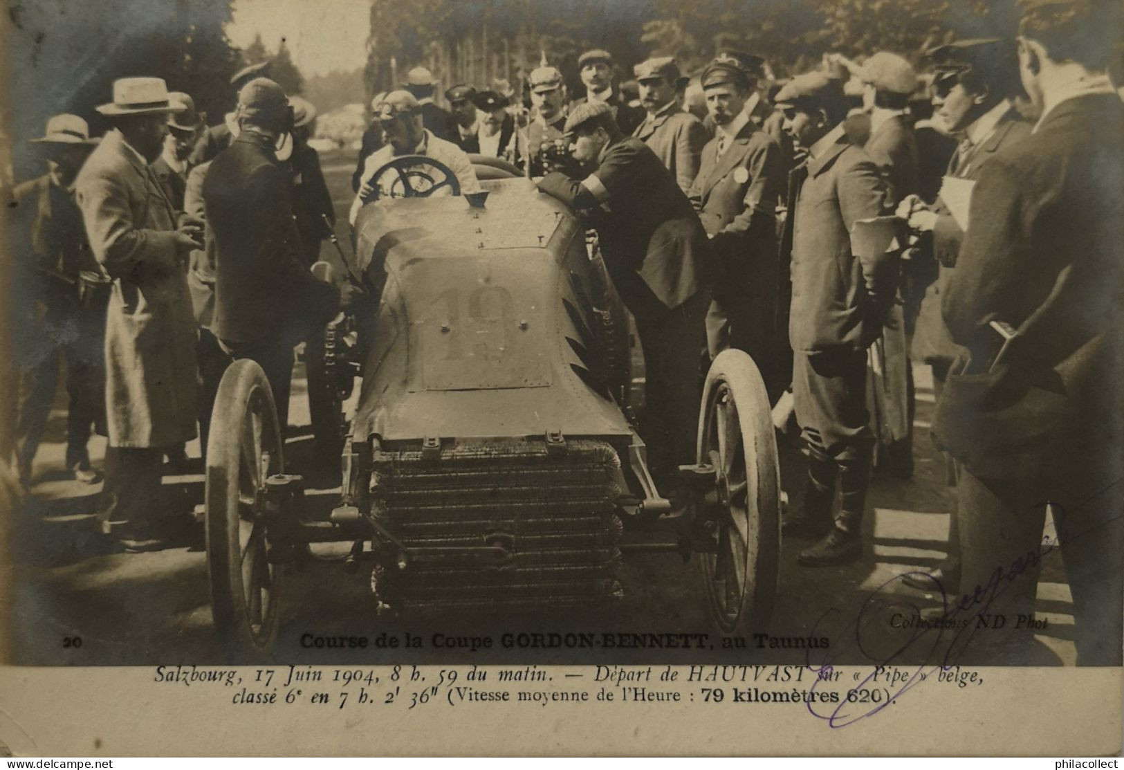 Automobile (Rally) Salzbourg Coupe Gordon Bennett Taunus (1904) No. 20 Depart Hautvast (Pipe - Belge) 1905 Rare - Rallye
