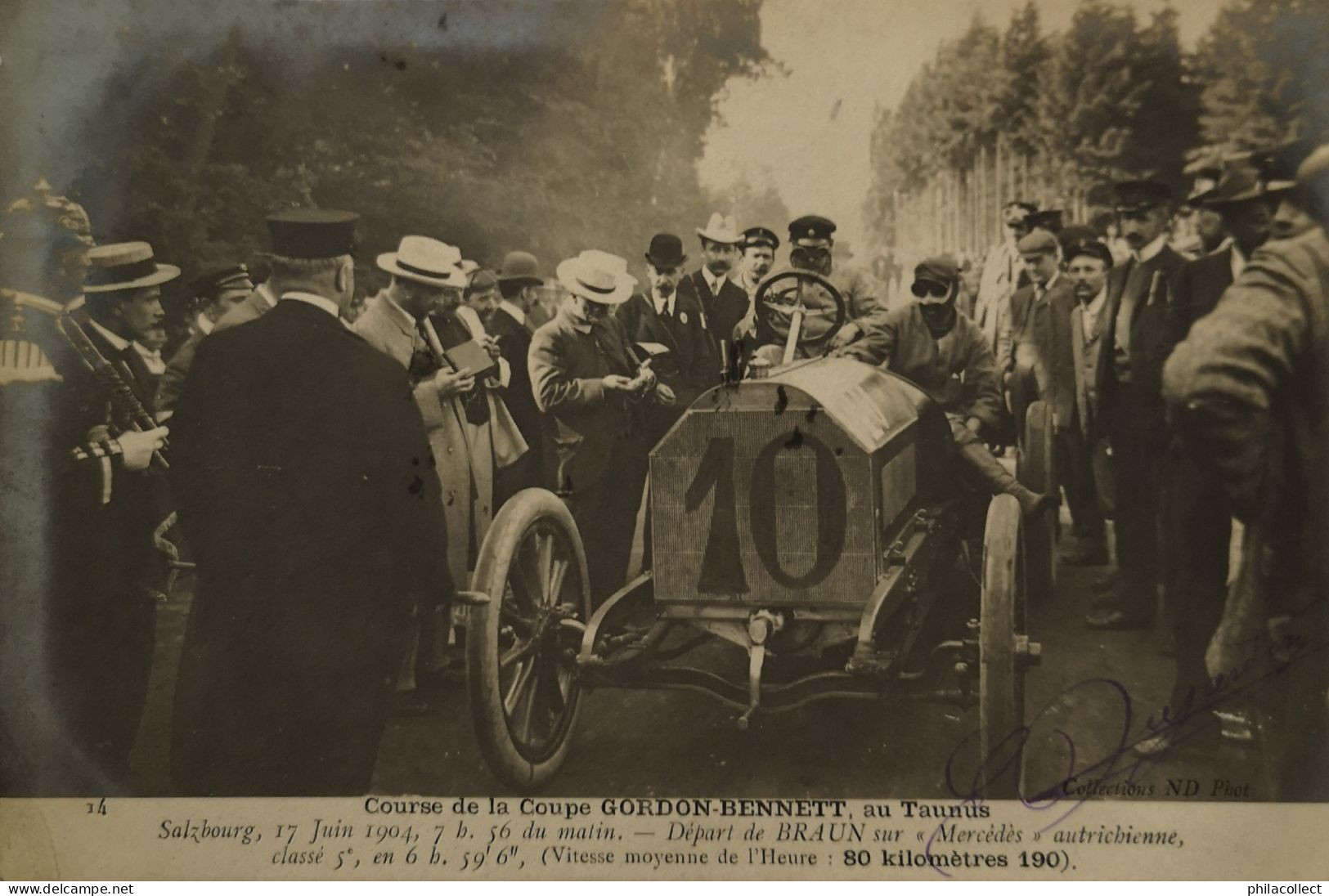 Automobile (Rally) Salzbourg Coupe Gordon Bennett Taunus (1904) No. 14  Depart De Braun  (Mercedes) 1905 Rare - Rally's