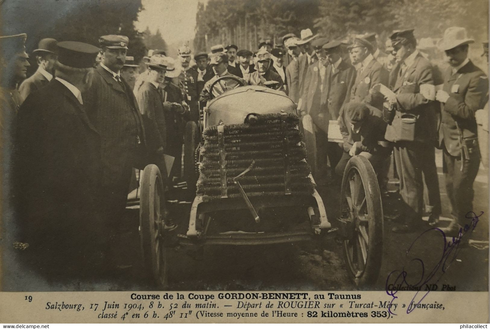 Automobile (Rally) Salzbourg Coupe Gordon Bennett Taunus (1904) No. 19  Depart De Rougier (Turcat - Mery) 1905 Rare - Rallyes