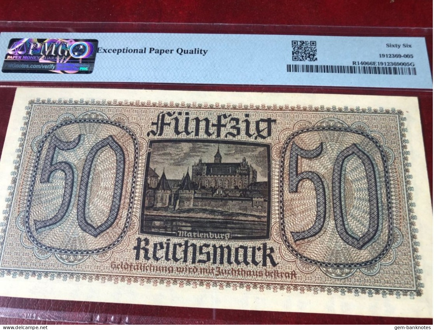 Germany/Occupied Territories 50 Reichsmark 1940-45 P-R140 Graded 66 EPQ Gem Uncirculated By PMG - 50 Reichsmark