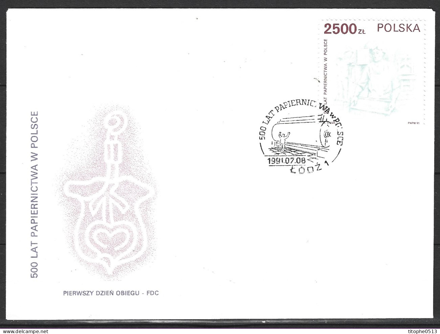 POLOGNE. N°3140 De 1991 Sur Enveloppe 1er Jour. Ouvriers Papetiers. - Gravures