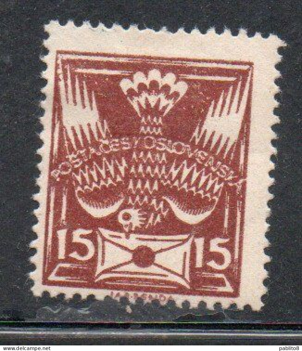 CZECH REPUBLIC REPUBBLICA CECA CZECHOSLOVAKIA CESKA CECOSLOVACCHIA 1920 CARRIER PIGEON LETTER 15h MH - Unused Stamps