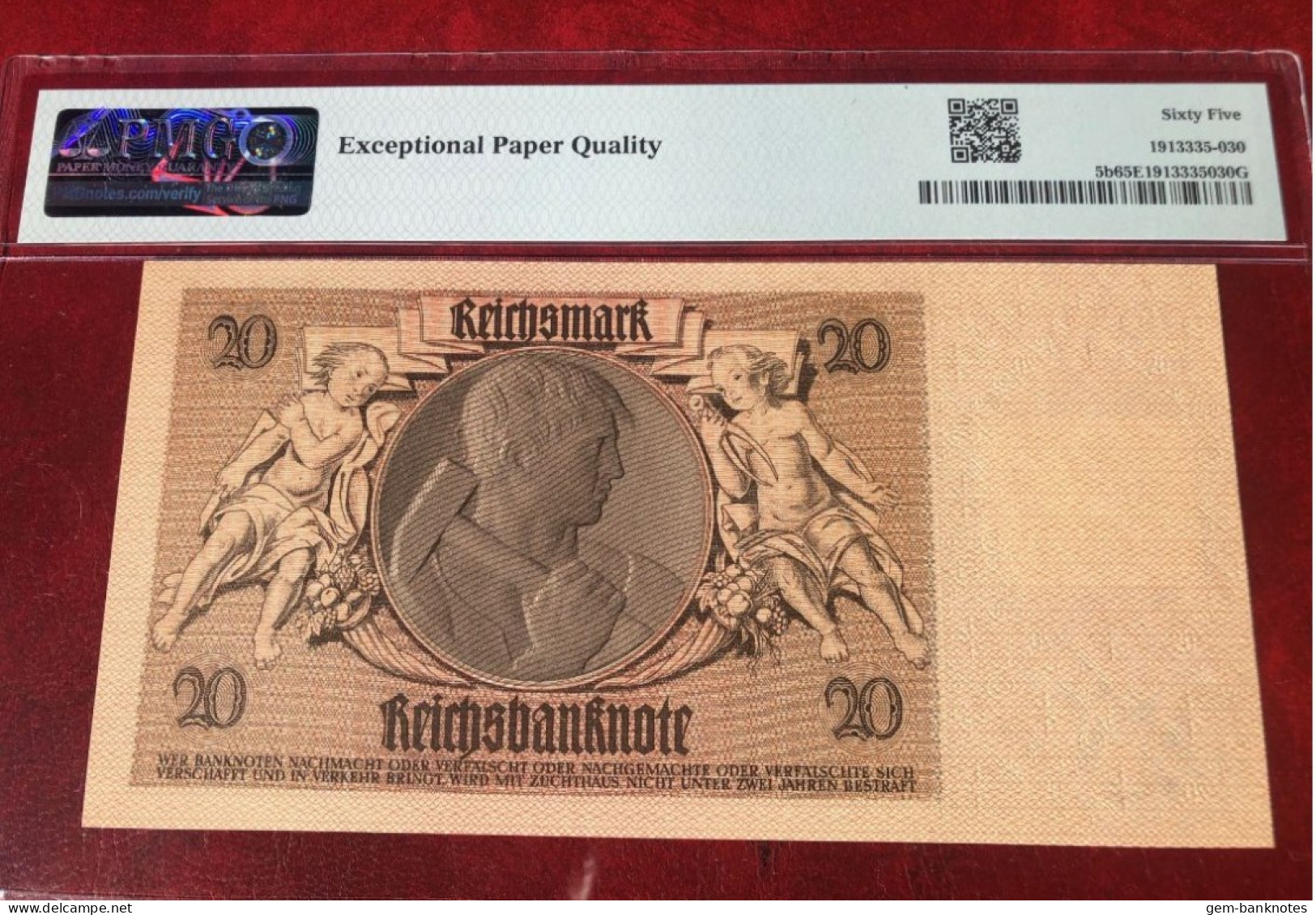 Germany Democratic Republic 20 Deutsche Mark 1948 Stamp Graded 65 EPQ Gem Uncirculated By PMG - 20 Deutsche Mark