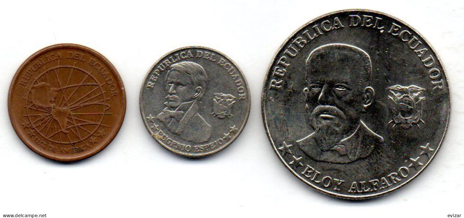 ECUADOR, Set Of Three Coins 1, 10, 50 Centavos, Brass, Steel, Year 2000, 2003, KM # 104, 106, 108 - Equateur
