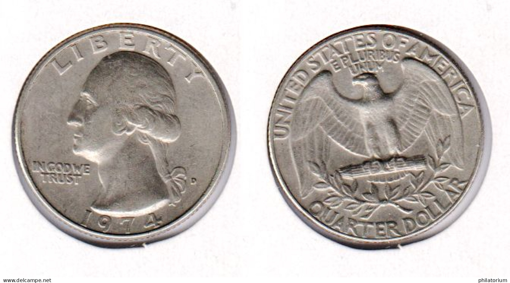 Etats Unis  Quarter Dollar 1974 D , 1974D ; USA - 1932-1998: Washington