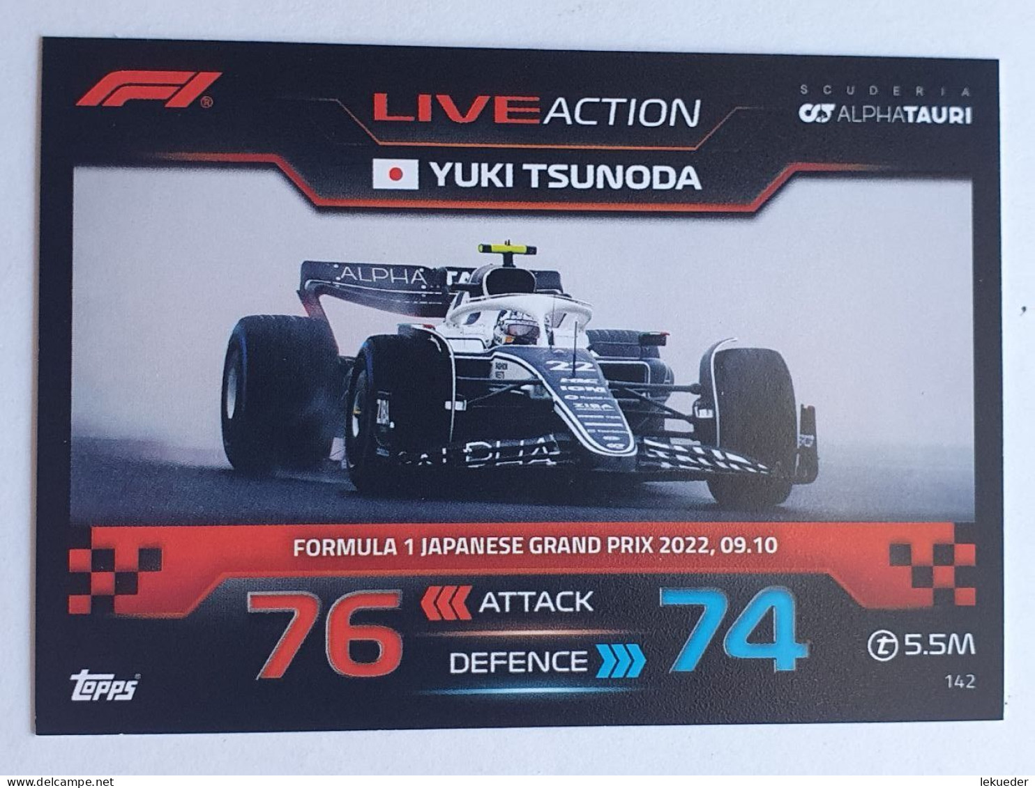 Live Action #142 Yuki Tsunoda (AlphaTauri) - TOPPS Turbo Attax F1 2023 - Automobile - F1