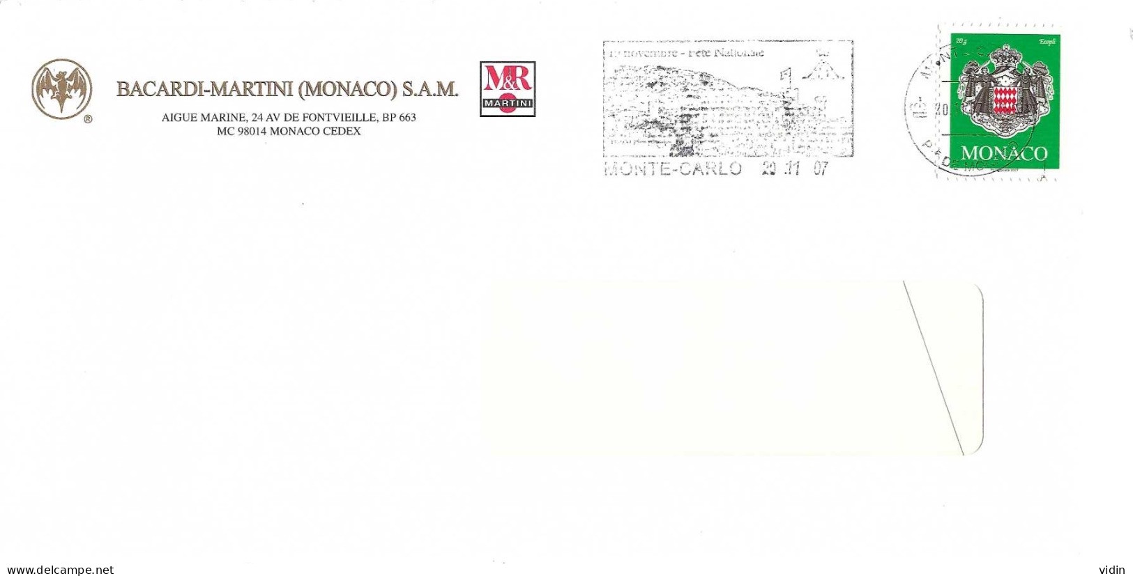 MONACO Timbre Usage Courant Millésime 2007 Sur Lettre Entière - Storia Postale