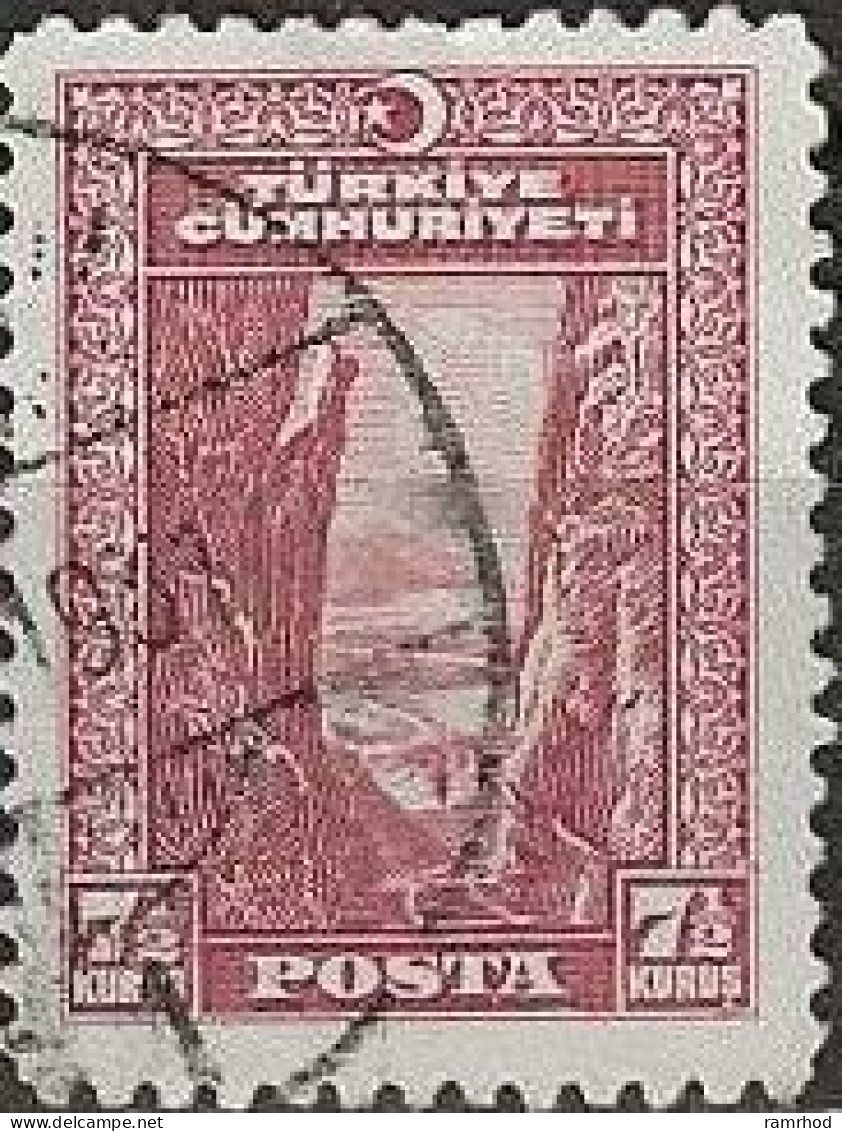 TURKEY 1929 Gorge And River Sakarya - 7½k. - Red FU - Used Stamps