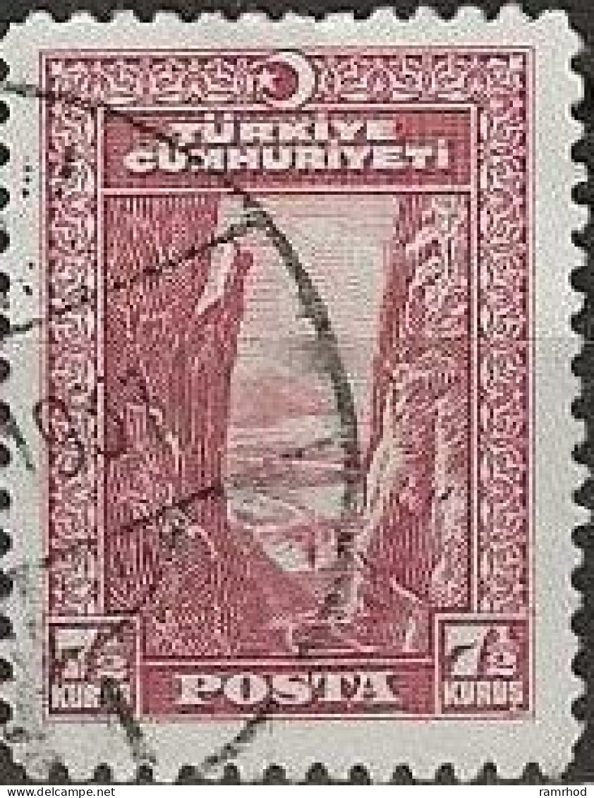 TURKEY 1929 Gorge And River Sakarya - 7½k. - Red FU - Gebraucht